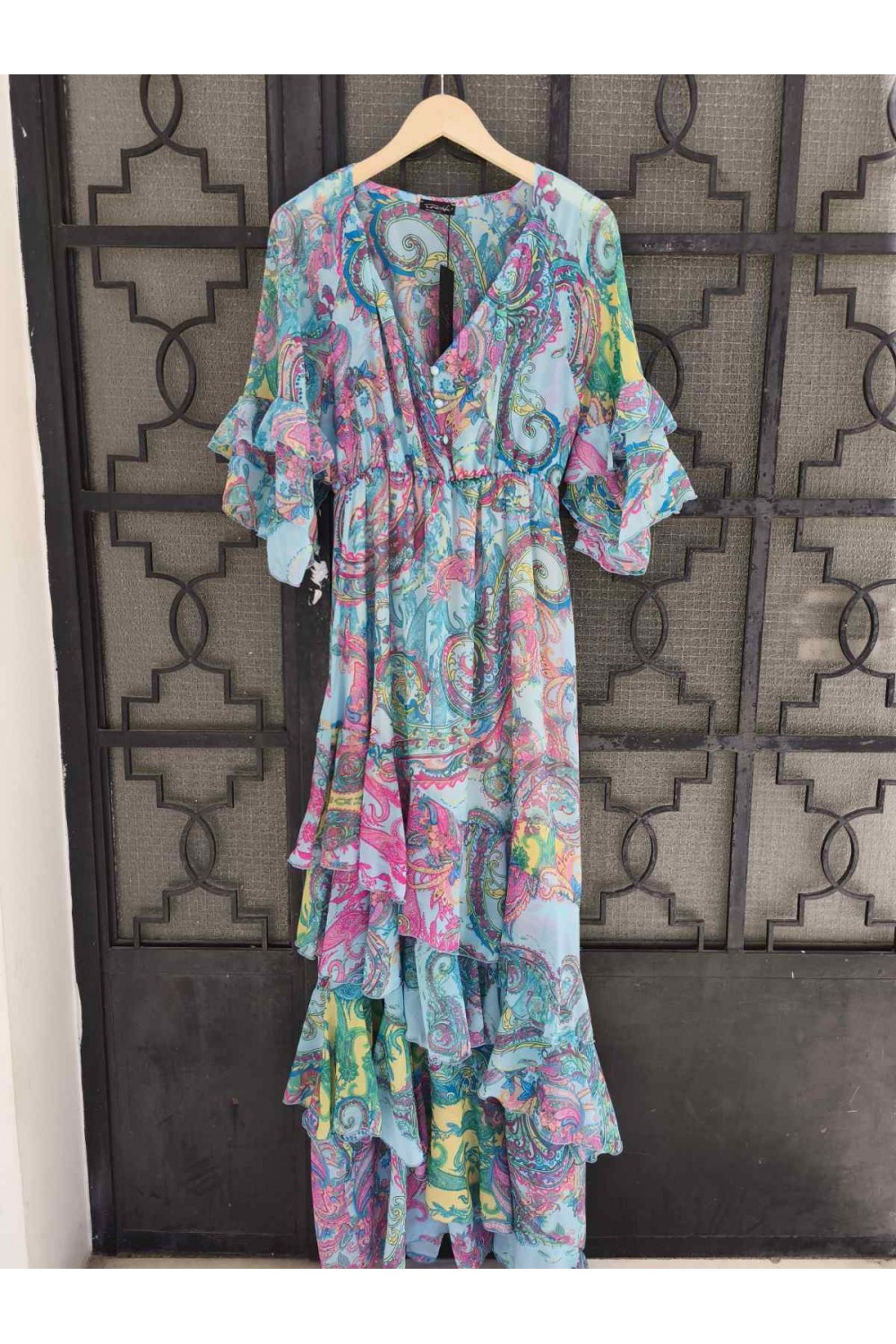 IRAIDA LUSH LIGHT BLUE MAXI DRESS MULTICOLOUR