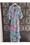 IRAIDA LUSH LIGHT BLUE MAXI DRESS MULTICOLOUR