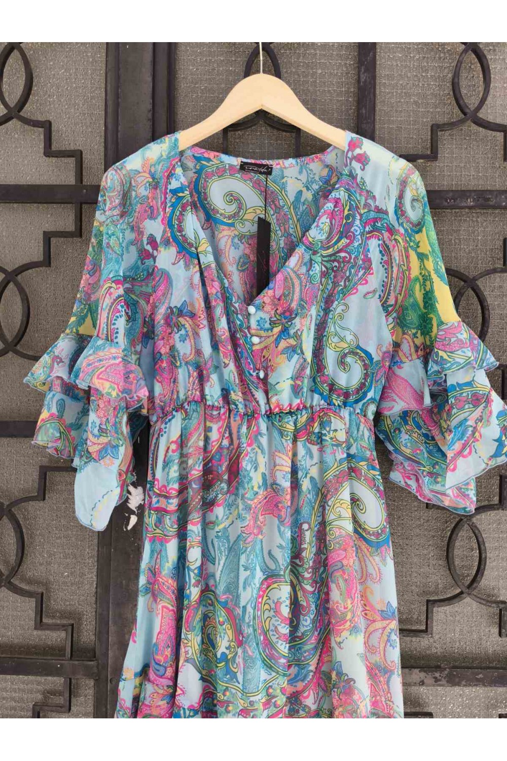 IRAIDA LUSH LIGHT BLUE MAXI DRESS MULTICOLOUR