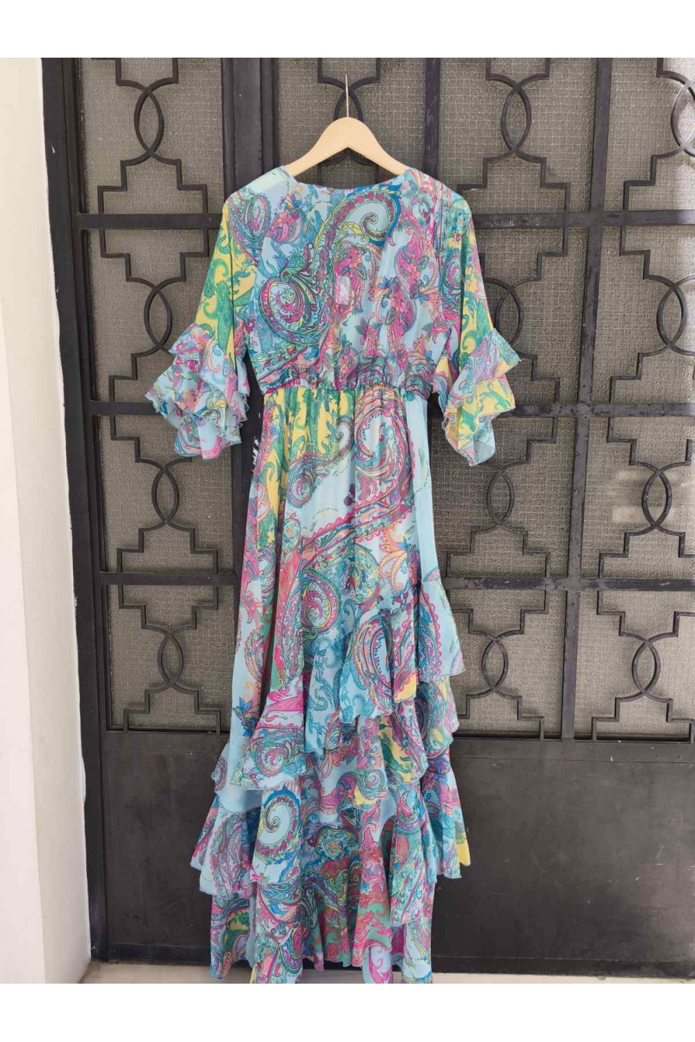 IRAIDA LUSH LIGHT BLUE MAXI DRESS MULTICOLOUR