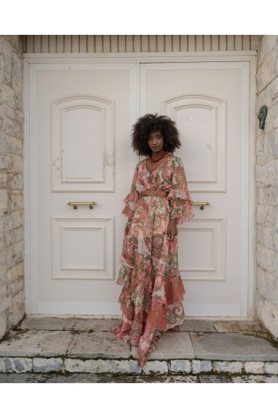 IRAIDA LUSH ORANGE MAXI DRESS MULTICOLOUR