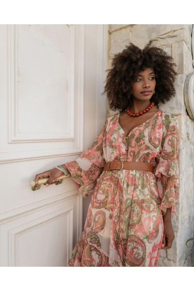 IRAIDA LUSH ORANGE MAXI DRESS MULTICOLOUR