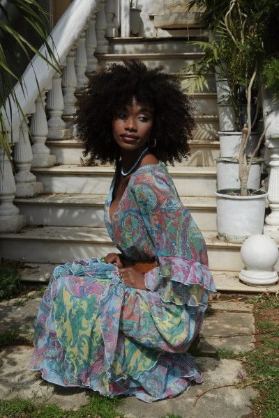 IRAIDA LUSH LIGHT BLUE MAXI DRESS MULTICOLOUR