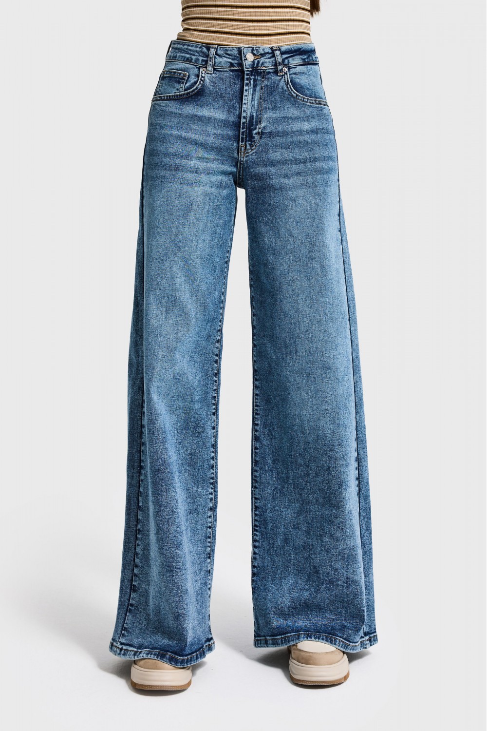 IT'S BASIC PALAZZO HIGH RISE JEANS AZURE BLUE 3942-4S6-4