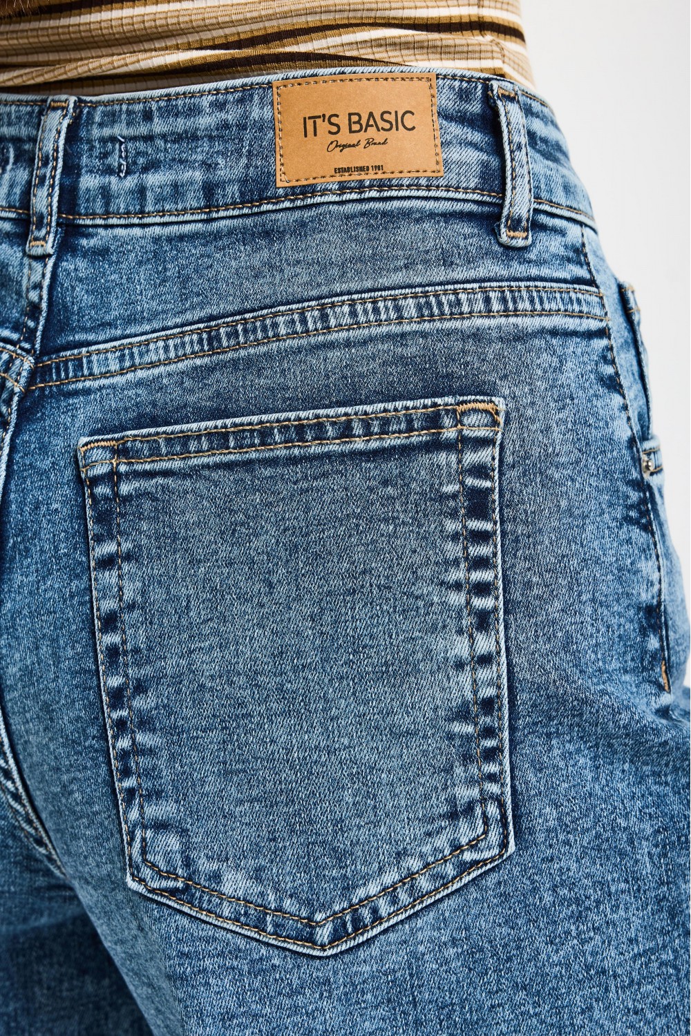 IT'S BASIC PALAZZO HIGH RISE JEANS AZURE BLUE 3942-4S6-4