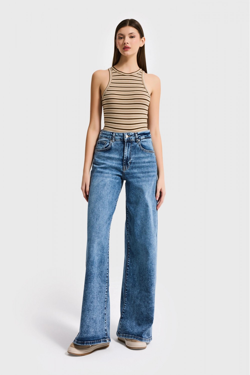 IT'S BASIC PALAZZO HIGH RISE JEANS AZURE BLUE 3942-4S6-4