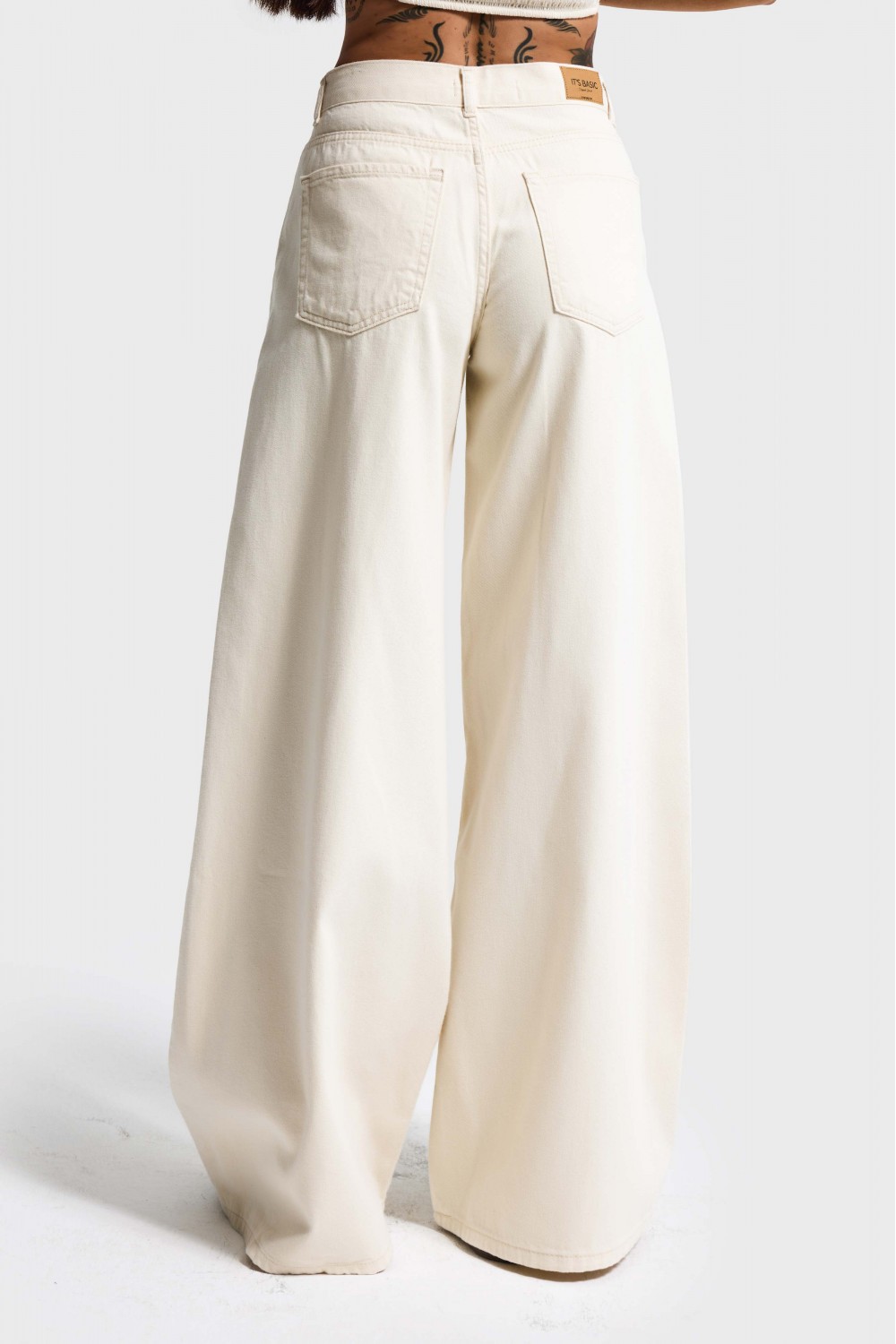 IT'S BASIC PALAZZO MID RISE JEANS IVORY 3096-7S6-69