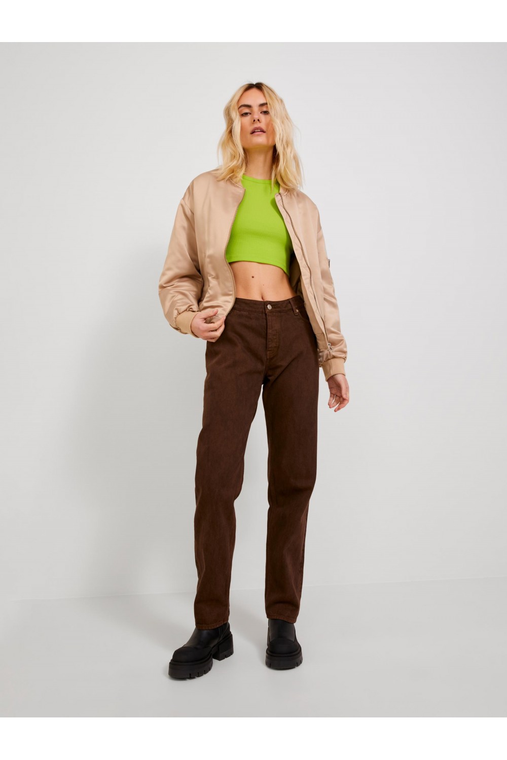 JJXX FLORIE STR SS RIB TEE JRS LIME PUNCH 12217164