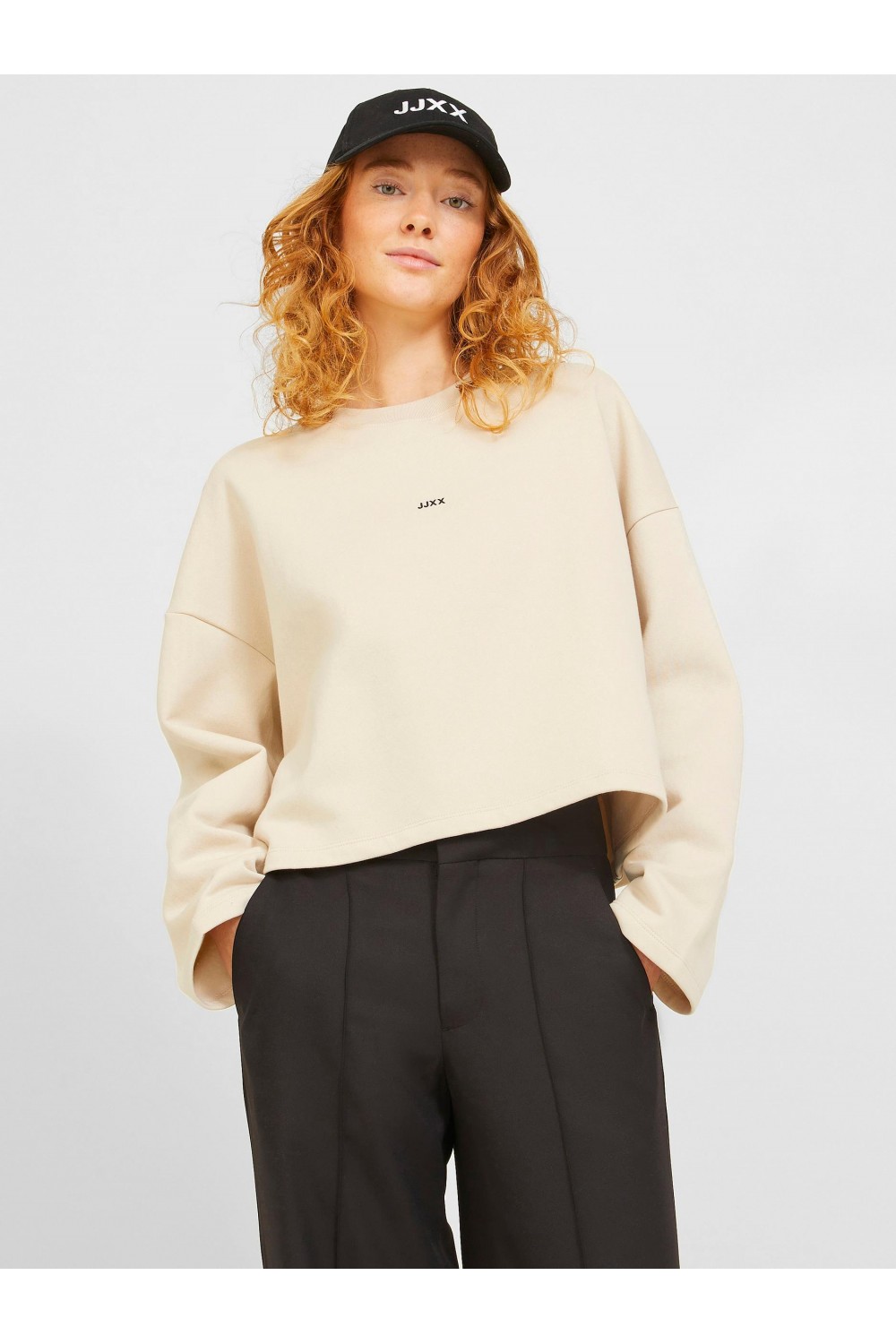 JJXX ABBIE OVS WIDE EVERY CREW SWEATER MOONBEAM 12214536