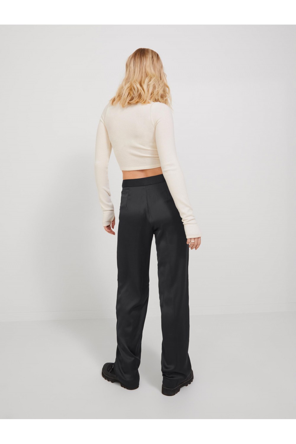 JJXX MARY SATIN REGULAR HW PANT BLACK 12220794
