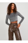 JJXX FELINE LS RIB GLITTER TEE SILVER 12221904