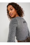JJXX FELINE LS RIB GLITTER TEE SILVER 12221904