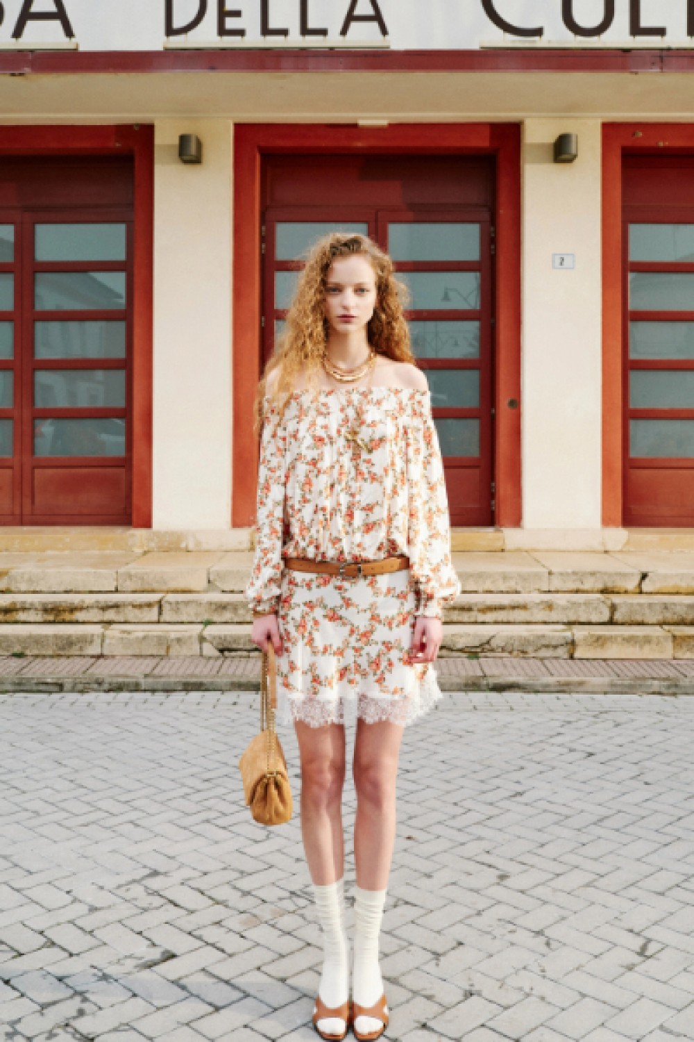LUMINA OFF-SHOULDER PRINTED DRESS WHITE LD5244