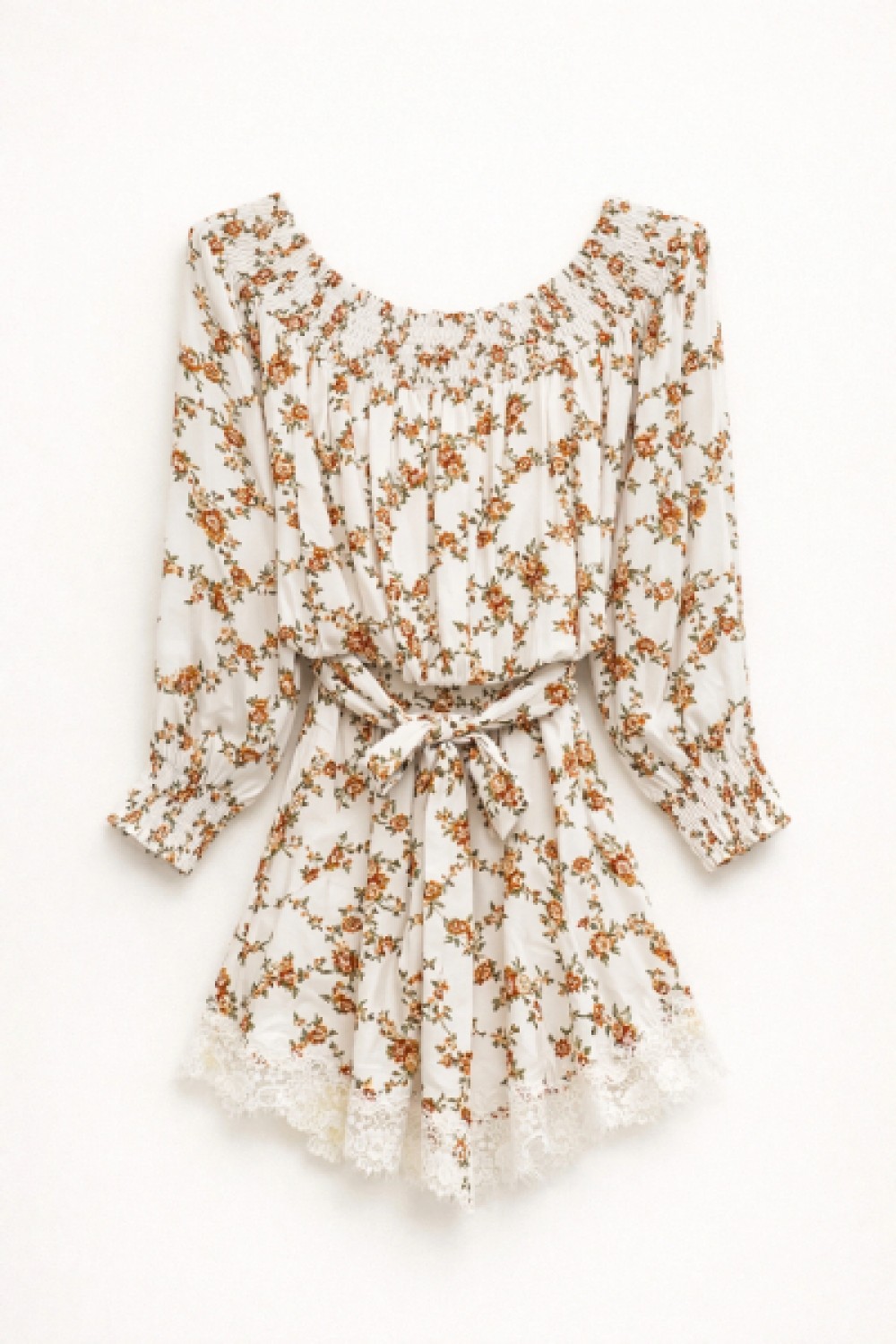 LUMINA OFF-SHOULDER PRINTED DRESS WHITE LD5244