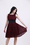 MANOLO DRESS MIDI BURGUNDY DL19559