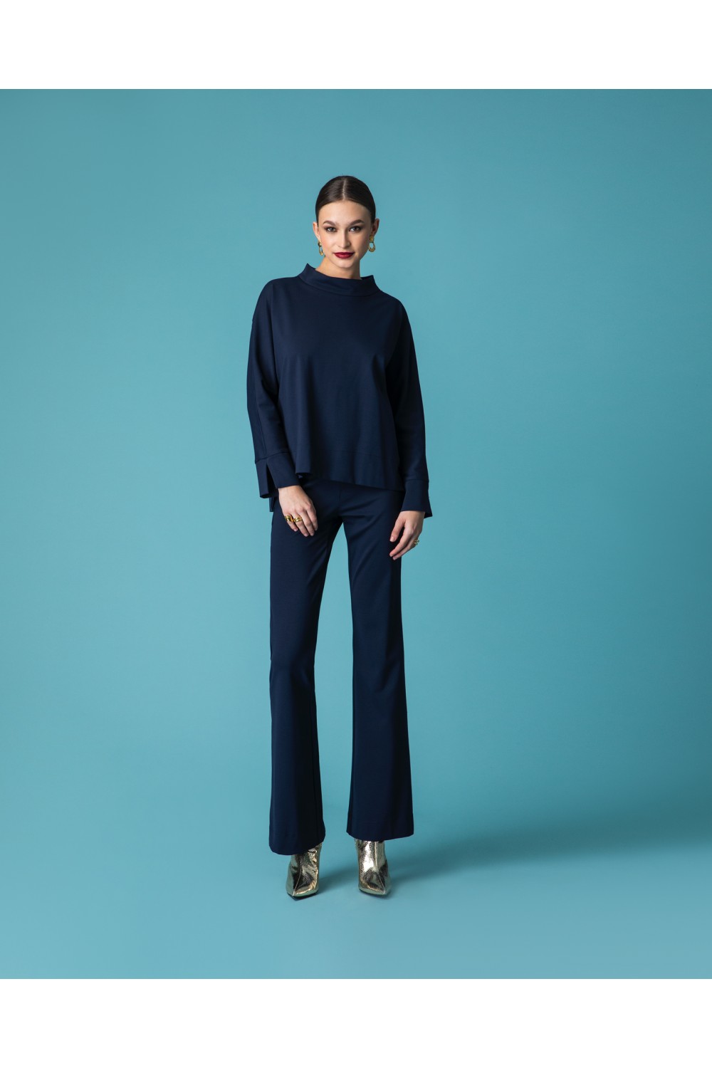 MOUTAKI WOMAN BLOUSE & PANT SET NAVY 24.01.119
