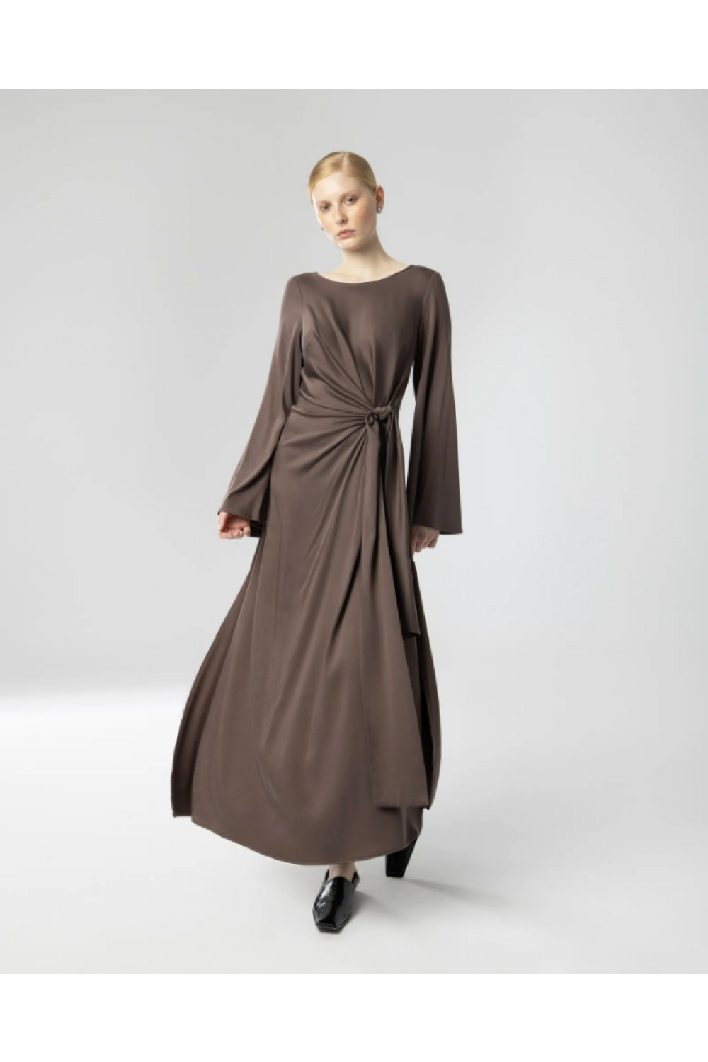 MOUTAKI WOMAN DRESS SATEN BLACK 26.07.119