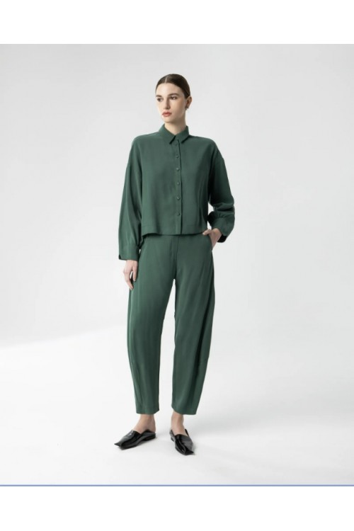 MOUTAKI WOMAN SET BLOUSE & PANT GREEN 26.09.101