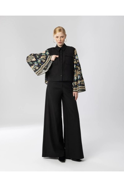 MOUTAKI WOMAN SET BLOUSE & PANT BLACK 26.09.117