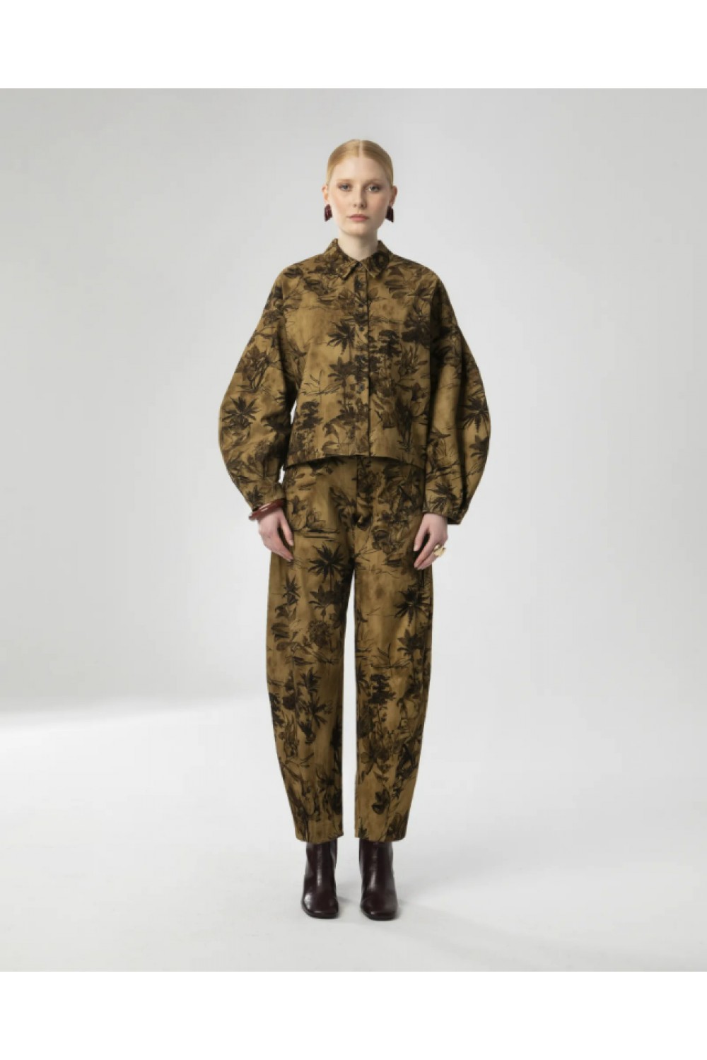 MOUTAKI WOMAN SET BLOUSE & PANT OLIVE GREEN 26.09.132