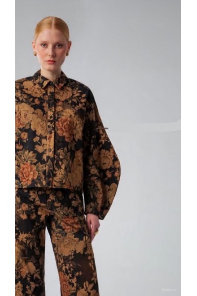 MOUTAKI WOMAN SET SHIRT AND PANTS BROWN 26.09.104