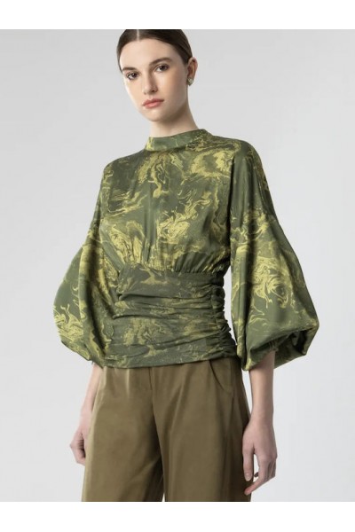MOUTAKI WOMAN SATEN BLOUSE GREEN 26.01.109