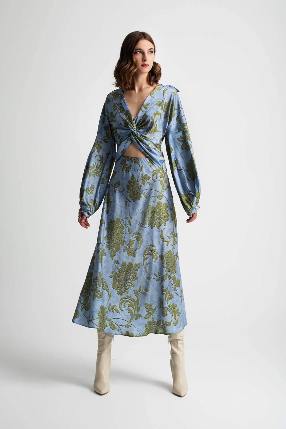 MOUTAKI WOMAN SKIRT BLUE-GREEN 25.02.101