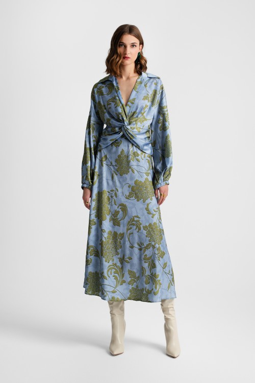 MOUTAKI WOMAN SHIRT BLUE-GREEN 25.09.123