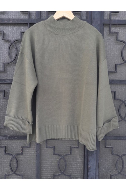 MOUTAKI WOMAN KNIT BLOUSE XAKI 25.KN1.125