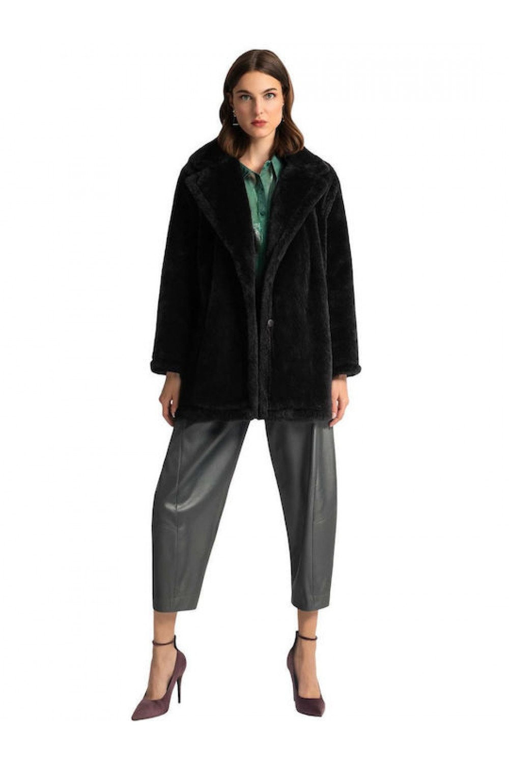 MOUTAKI FAUX FUR COAT BLACK 25.06.114