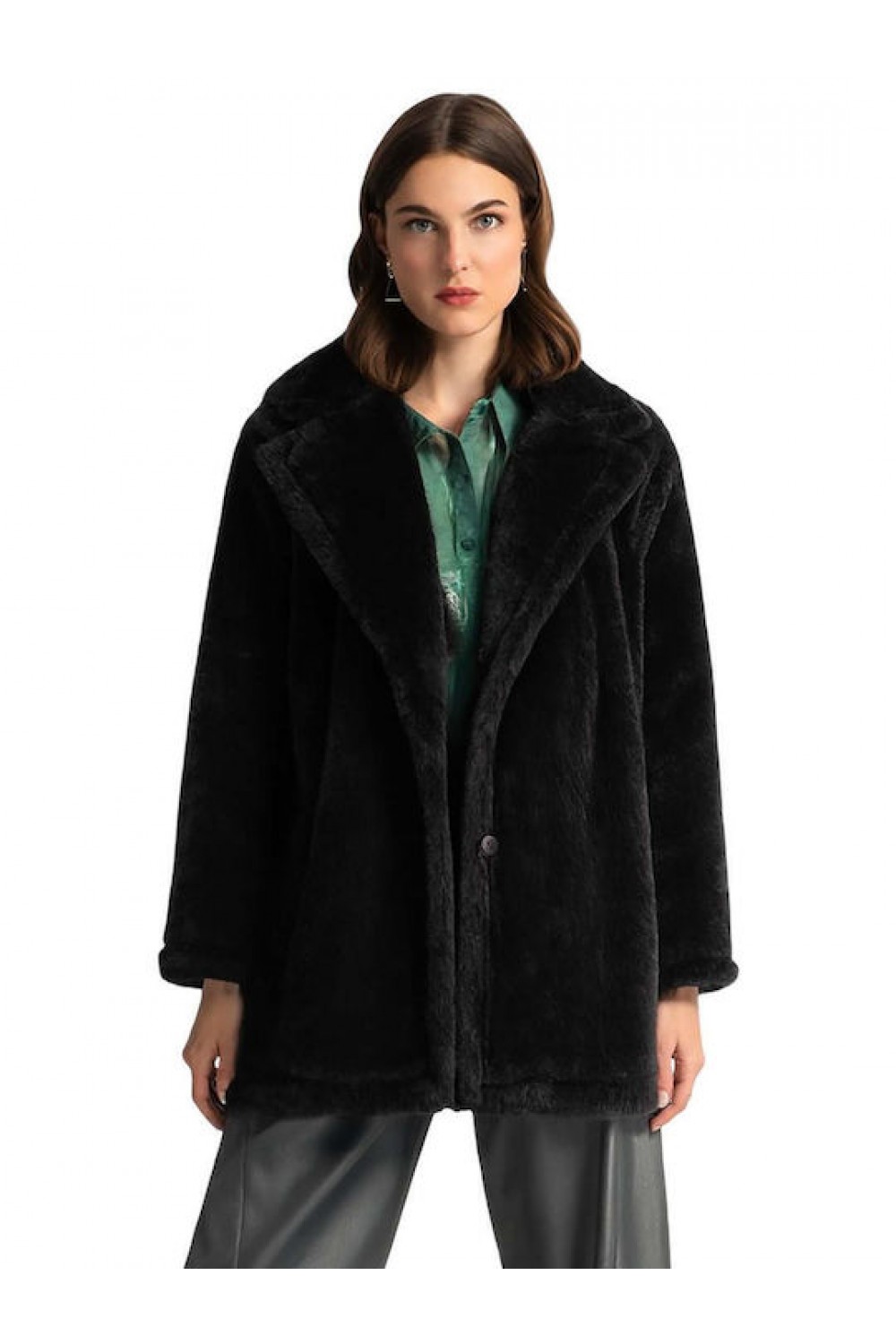 MOUTAKI FAUX FUR COAT BLACK 25.06.114
