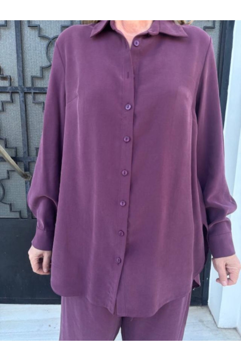 MOUTAKI WOMAN SET SHIRT-PANTS BORDEAUX 25.03.146