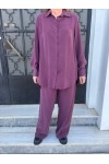 MOUTAKI WOMAN SET SHIRT-PANTS BORDEAUX 25.03.146