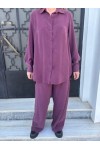 MOUTAKI WOMAN SET SHIRT-PANTS BORDEAUX 25.03.146