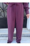 MOUTAKI WOMAN SET SHIRT-PANTS BORDEAUX 25.03.146