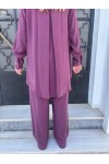 MOUTAKI WOMAN SET SHIRT-PANTS BORDEAUX 25.03.146