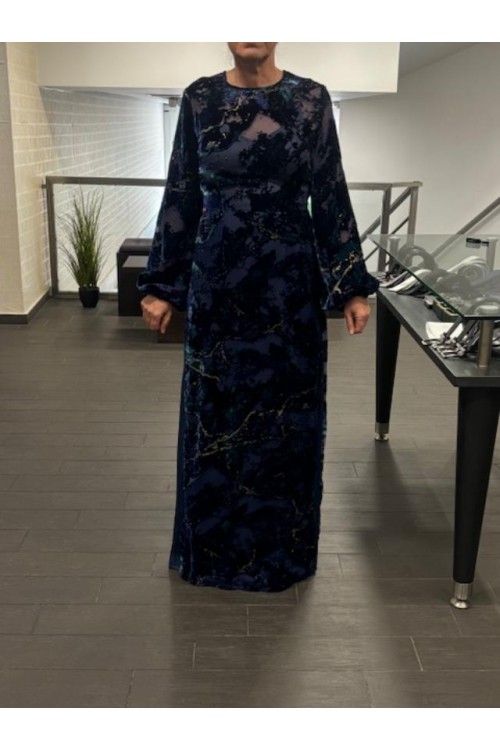 MOUTAKI WOMAN VELVET DRESS BLUE 25.07.120