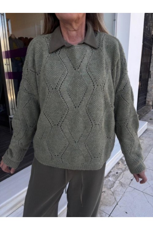 MOUTAKI WOMAN KNIT BLOUSE GREEN 25.KN1.102