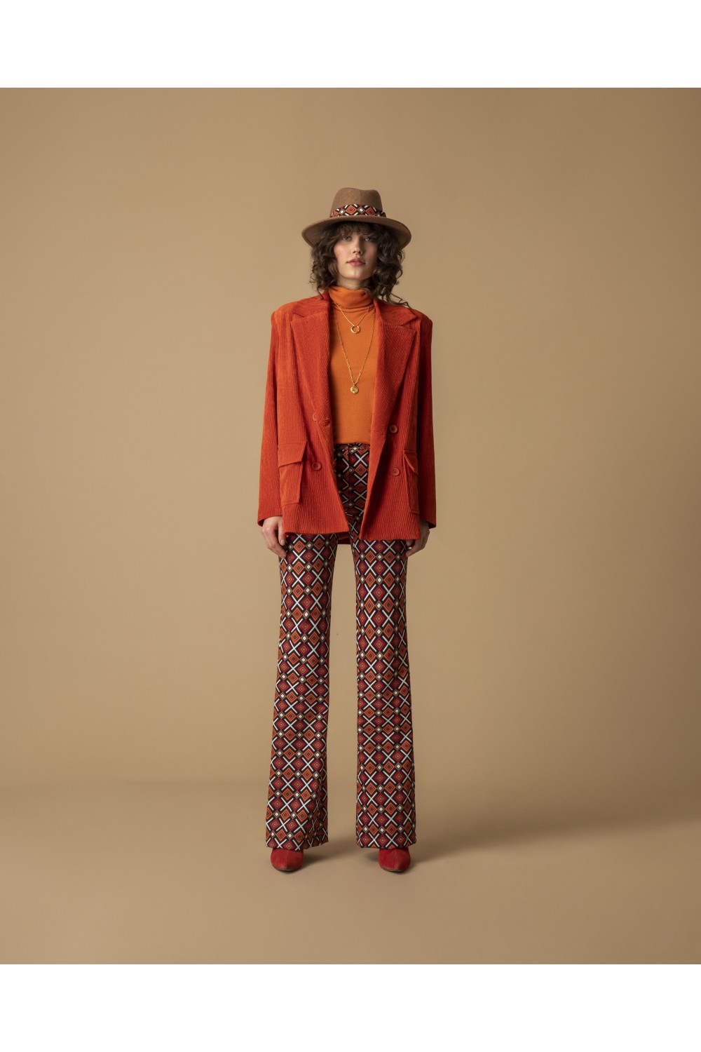 MOUTAKI WOMAN PANT MULTI COLOUR RED 23.03.120