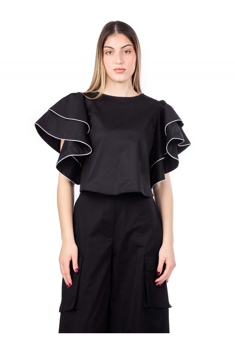 MOUTAKI WOMAN BLOUSE BLACK 24.01.68