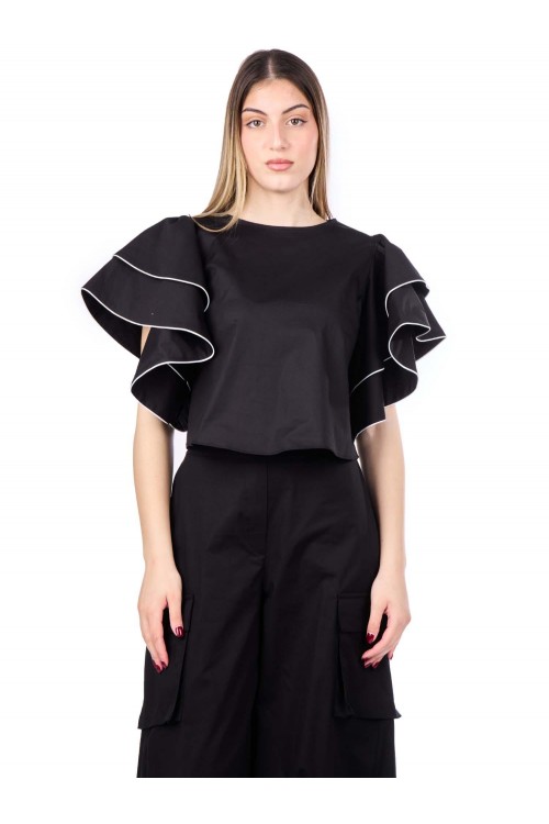 MOUTAKI WOMAN BLOUSE BLACK 24.01.68