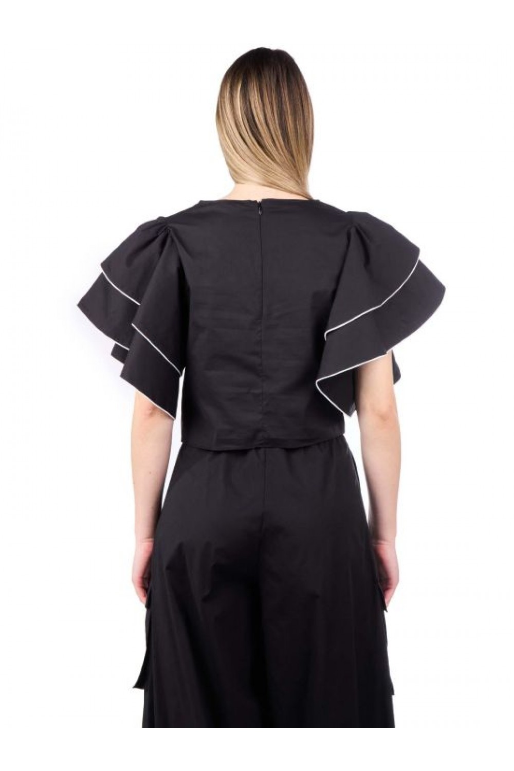 MOUTAKI WOMAN BLOUSE BLACK 24.01.68