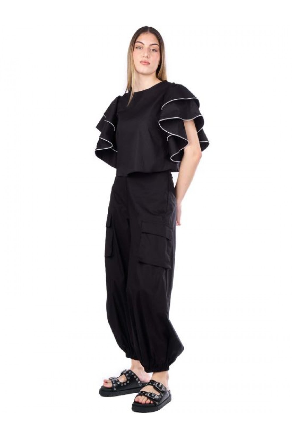 MOUTAKI WOMAN BLOUSE BLACK 24.01.68