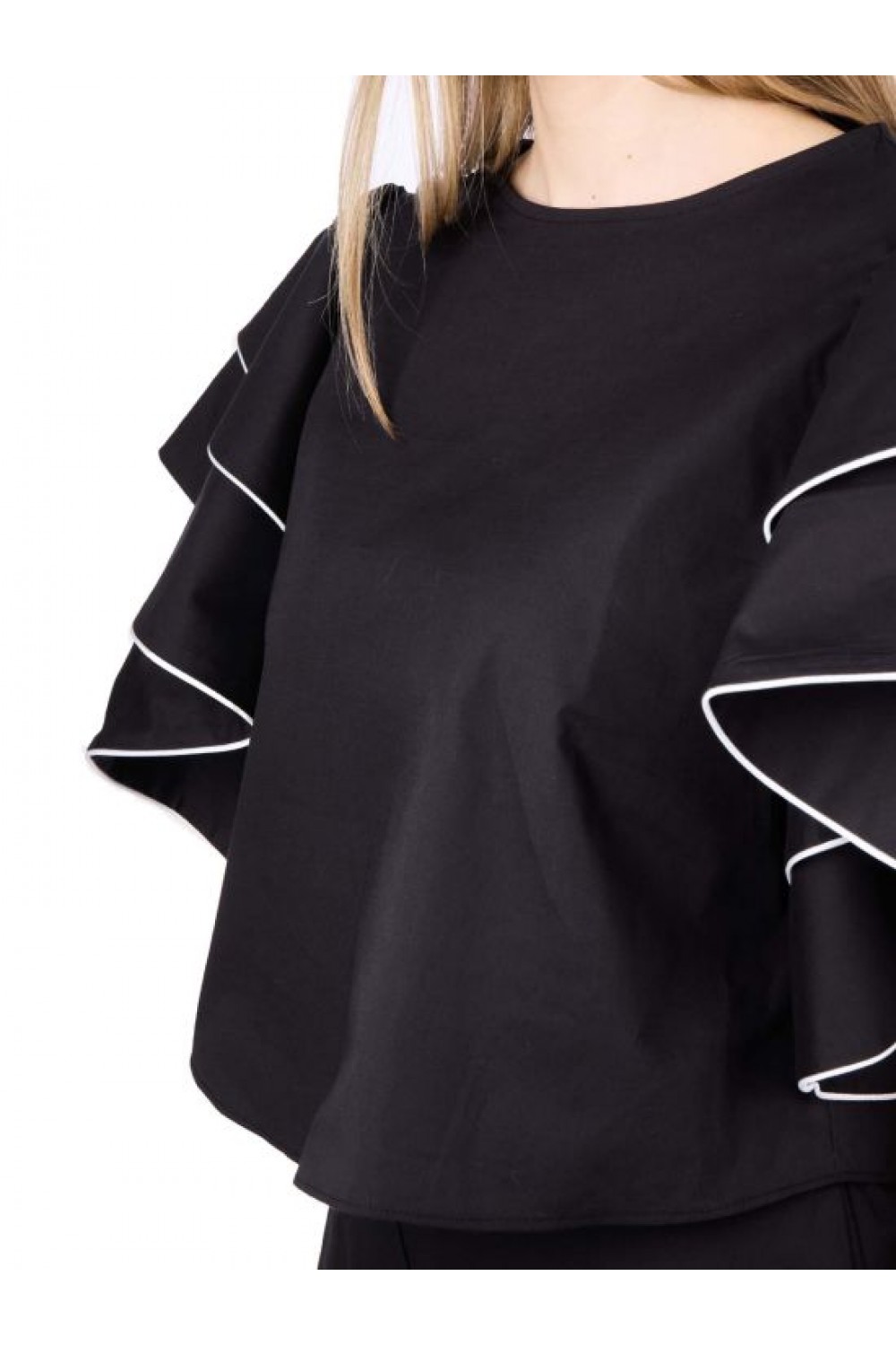 MOUTAKI WOMAN BLOUSE BLACK 24.01.68