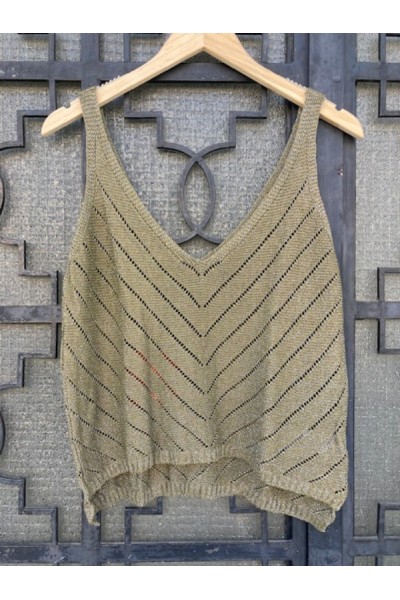 MOUTAKI WOMAN KNIT TOP KHAKI 25.KN1.04