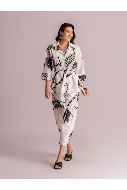 MOUTAKI WOMAN PANT BLACK-WHITE 26.03.25