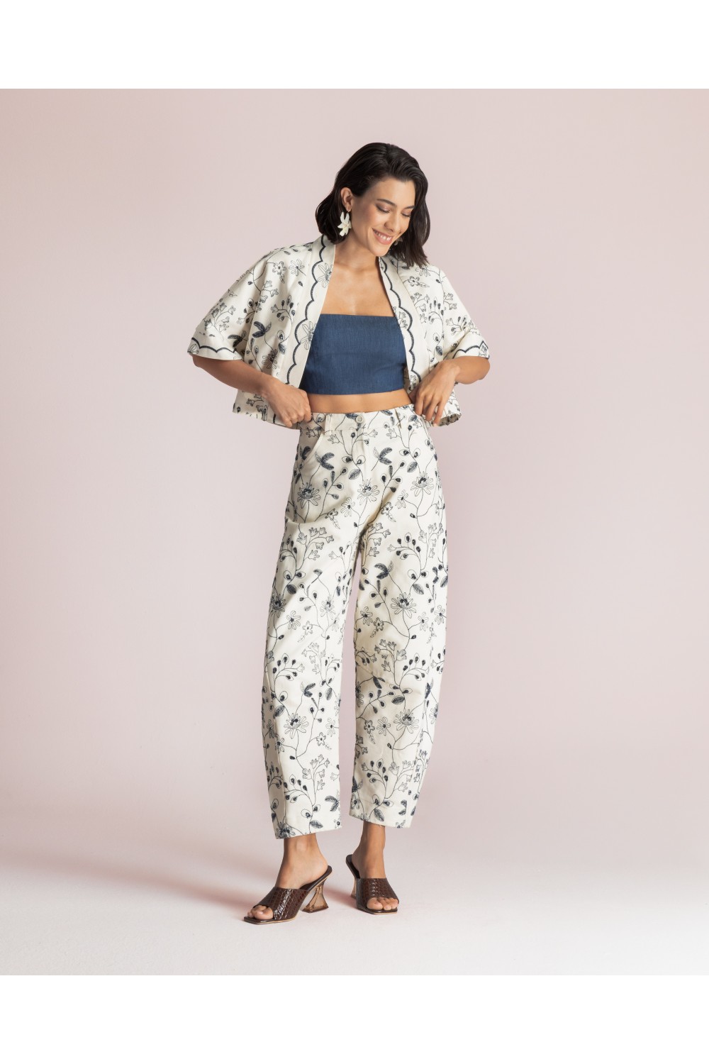 MOUTAKI WOMAN DENIM ECRU PANT 26.03.79