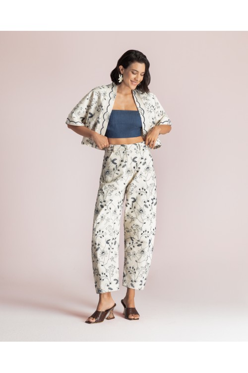 MOUTAKI WOMAN DENIM ECRU PANT 26.03.79