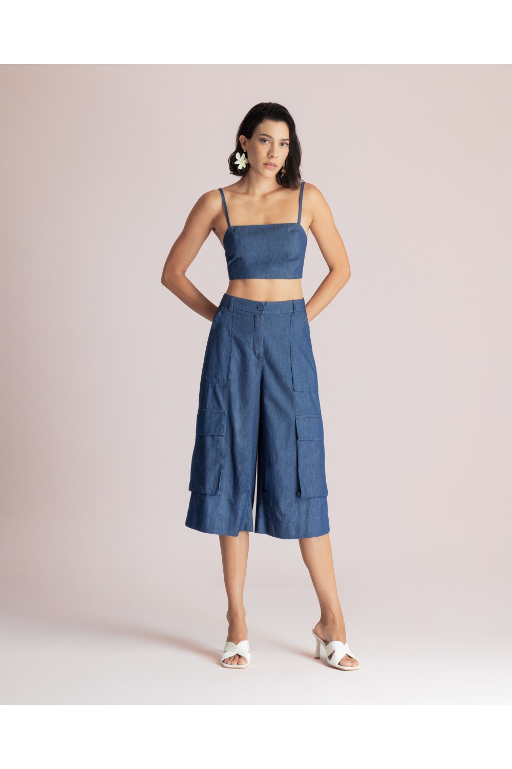 MOUTAKI WOMAN ZIP CULOTTE PANT DENIM BLUE 26.03.35