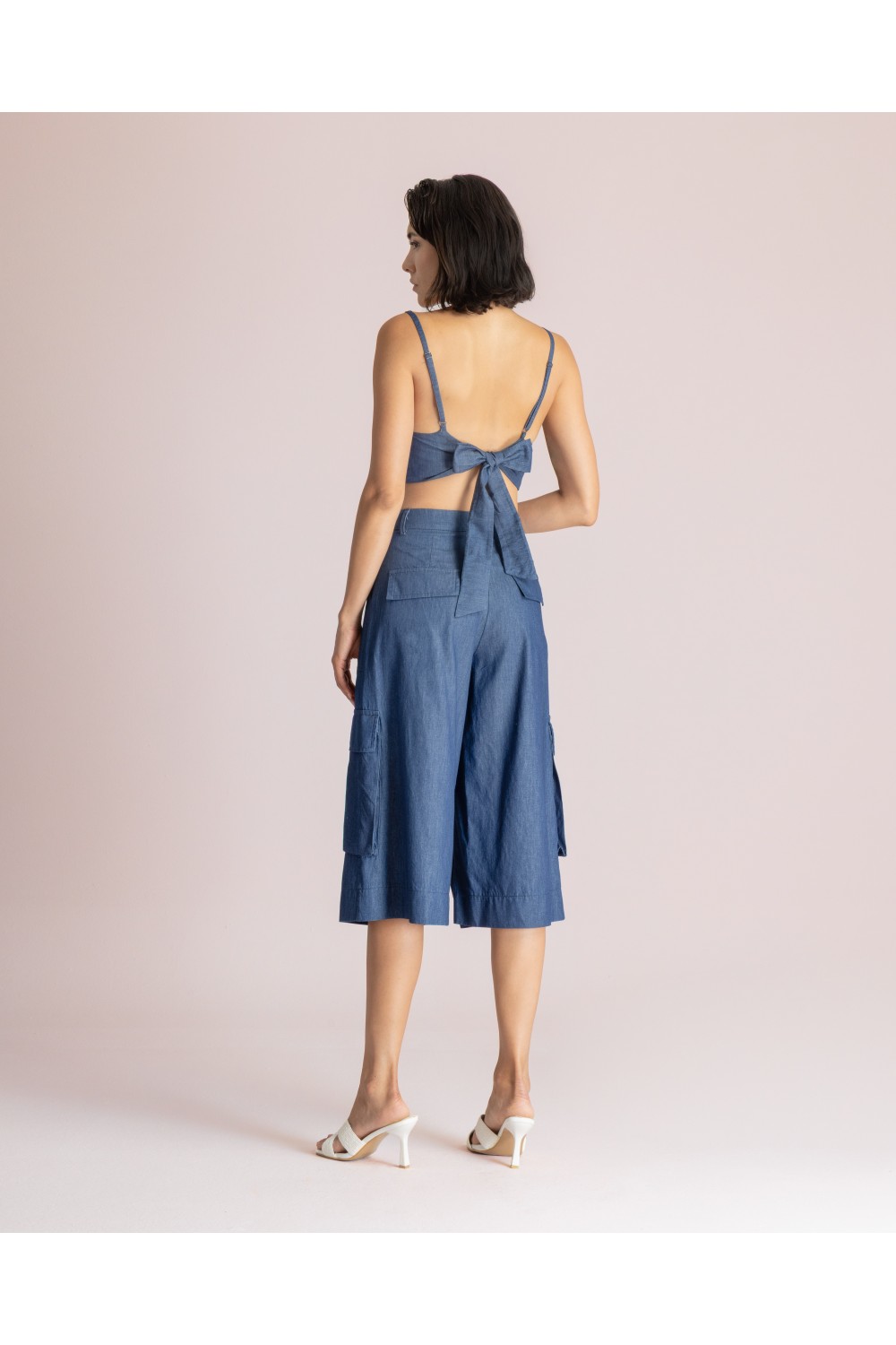 MOUTAKI WOMAN ZIP CULOTTE PANT DENIM BLUE 26.03.35